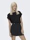 Damen Bluse Satin Kurzärmelig Black