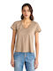 Donna Women's Blouse Cotton Beige Light