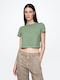 Women's Crop Top Cotton Gasoline Green