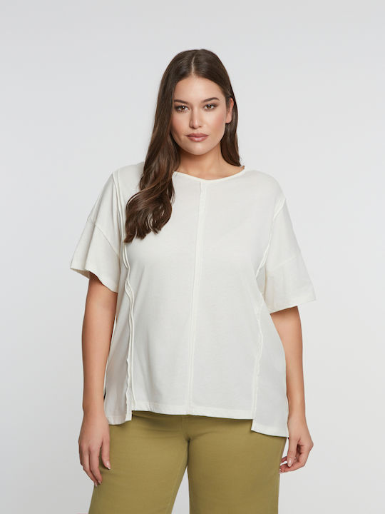 Mat Fashion Bluze Damă Crop Tricou Crem 8139.11...