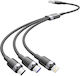 Vention Braided USB to Lightning / Type-C / micro USB Cable 2A Μαύρο 1.5m CTRBG
