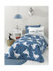 Nima Sheet Set Single Cotton Shark Area Blue, Grey 170x255cm 3pcs