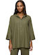 Boyfriend Summer Wear Langärmelig Damen Hemd Olive