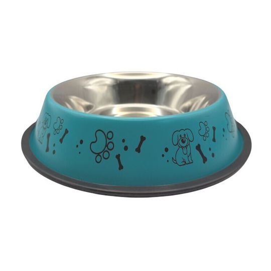 Madpet Stainless Steel Bowl Food for Dog 2.1lt 25cm in Petrol Blue Color