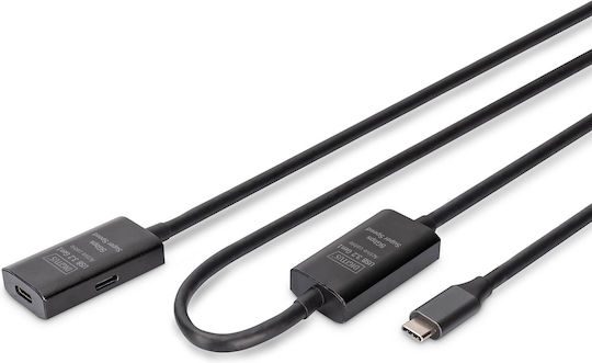 Digitus USB 3.2 Cable USB-C male - USB-C female 100W Μαύρο 10m DA-73109
