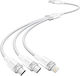 Vention Braided USB to Lightning Type-C micro USB Cable 2A White 1.5m
