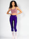 Training Women's Shiny And High Waist Purple Leggings