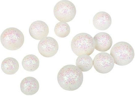 Beauty Home 15 Small White Glitter Styrofoam Balls 1.5 2.5 3.5cm