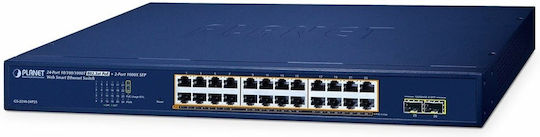 Planet Technology GS-2210-24P2S Unmanaged L2 PoE+ Switch με 24 Θύρες Gigabit (1Gbps) Ethernet