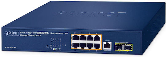 Planet Technology GS-4210-8UP2S Managed L2 PoE++ Switch με 8 Θύρες Gigabit (1Gbps) Ethernet και 2 SFP Θύρες