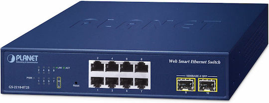 Planet Technology GS-2210-8T2S Verwaltet L2 Switch mit 8 Ports Gigabit (1Gbps) Ethernet und 2 SFP Ports