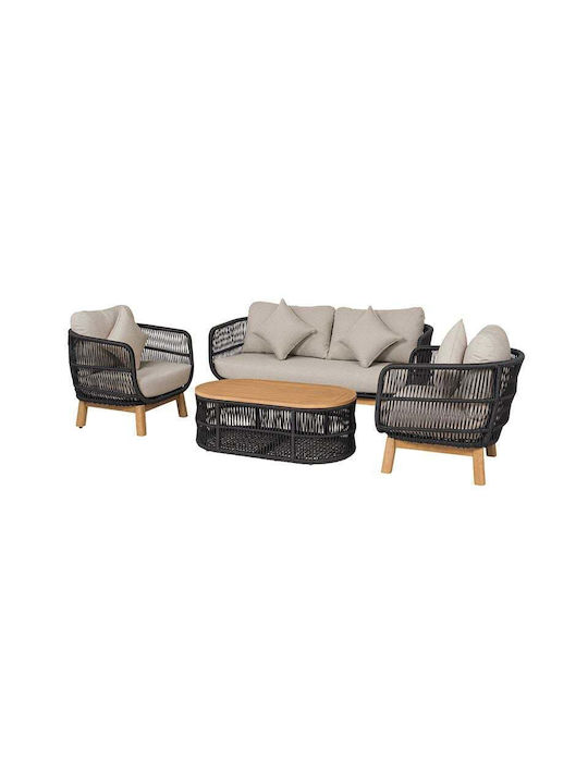 Outdoor Living Room Set Mark 4 Pieces Natural W...