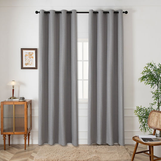 Beauty Home Затъмняващи с Копчета Сиви 140x270см