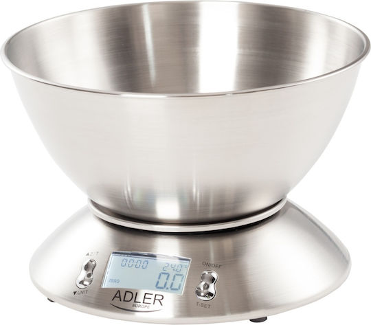 Adler Digitale Küchenwaage bis 5kg Silber