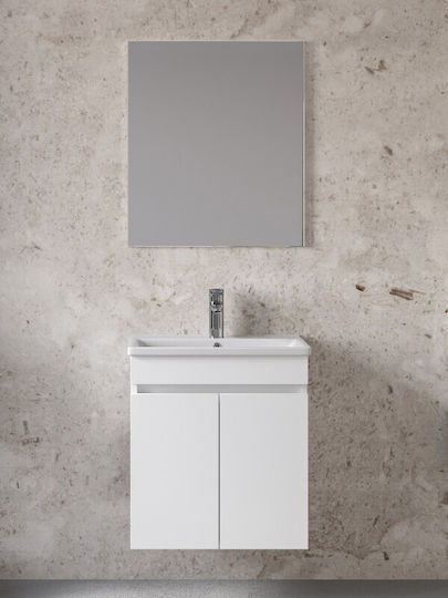 Furnibath Waschtisch mit Waschbecken & Spiegel L55xB60xH33cm White Laca