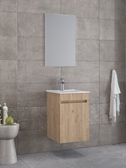 Furnibath Countertop with Sink & Mirror L41xW60xH41cm Walnut
