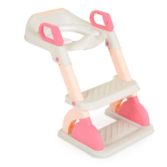 Cangaroo Toddler Toilet Seat Murray With Footrest Handles And Pink Cushion