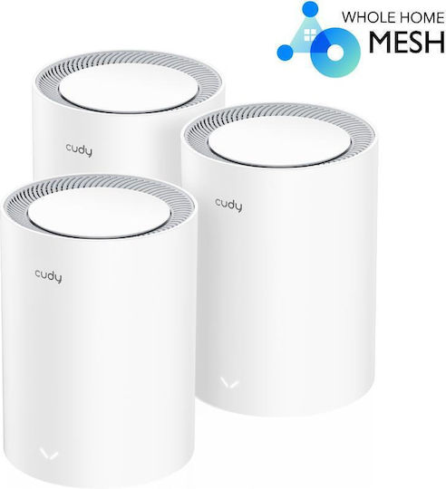 Cudy M3000 v1 WiFi Mesh Network Access Point Wi‑Fi 6 Dual Band (2.4 & 5GHz) σε Τριπλό Kit Λευκό