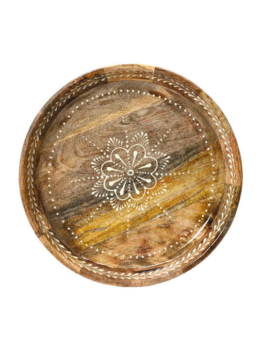 Kaemingk Wooden Round Serving Tray in Brown Color 30x30x30cm 1pcs