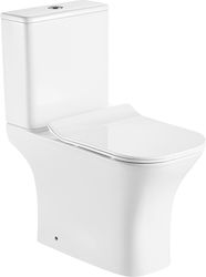 Biojet Stehende Toilette Randlos mit Spülung mit Deckel Duroplast Sanftes Schließen Weiße
