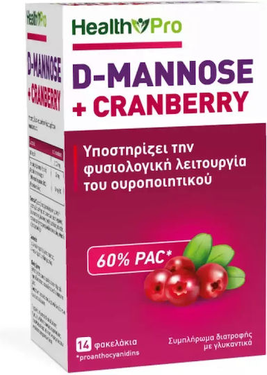 Health Pro D-mannose + Cranberry Ειδικό Συμπλήρωμα Διατροφής 14 φακελίσκοι