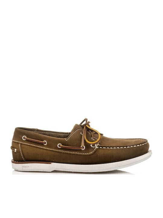 Boxer Men's Leather Boat Shoes Green