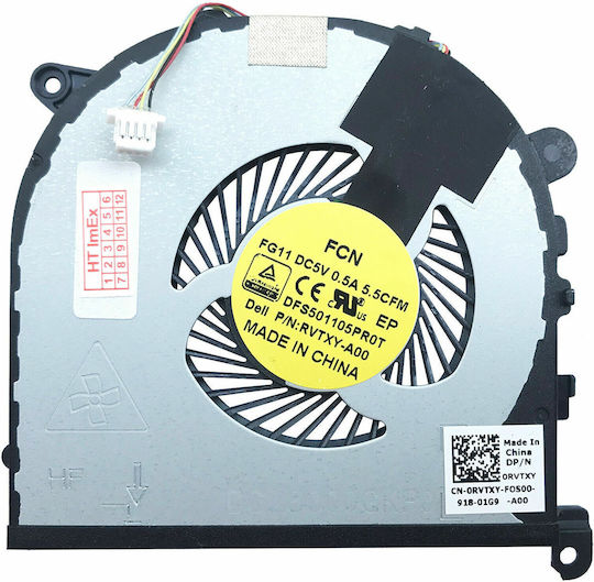 Laptop-CPU-Kühlerlüfter für Dell Precision 15 5510 XPS 15 9550 CN-0RVTXY 0RVTXY RVTXY DFS501105PR0T Code 80634