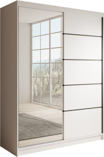 Houston 150 Δίφυλλη Ντουλάπα Συρόμενη Leuko 150x58x200cm