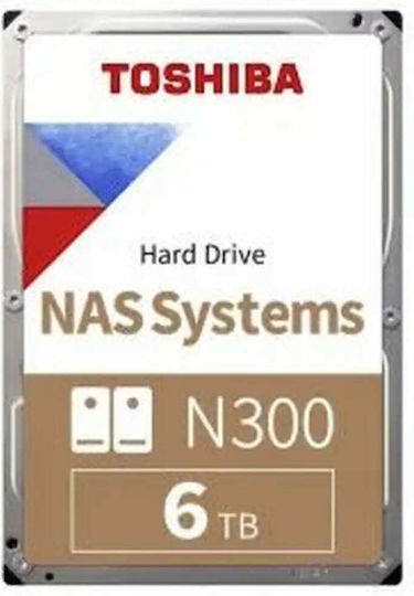 Toshiba N300 Bulk 6TB HDD Σκληρός Δίσκος 3.5" SATA III 7200rpm με 512MB Cache για NAS MN10ADA600S