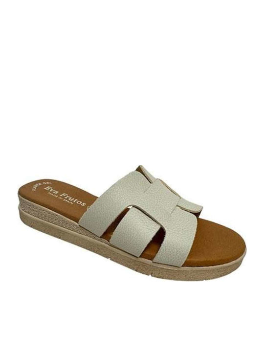 Leder Flache Sandalen für Damen in Beige Farbe