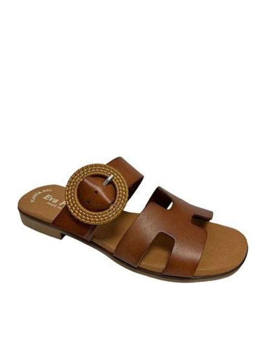 Cuero Leather Women's Flat Sandals in Tabac Brown Color