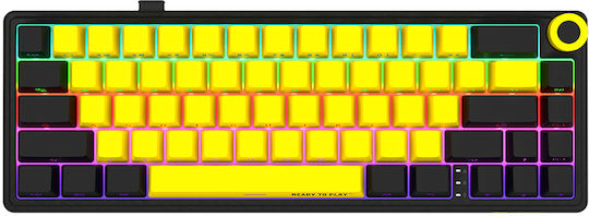 Lorgar KBP70MW Безжичен Гейминг Механична Клавиатура 65% с RGB подсветка (Английски UK) Black/Yellow