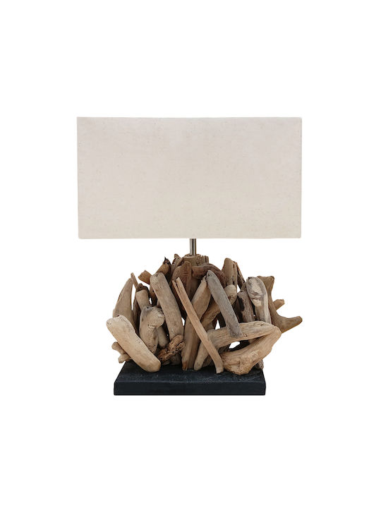 HomeMarkt Twiggy Ξύλινο Πορτατίφ για Ντουί E27 με Λευκό Καπέλο και Καφέ Βάση