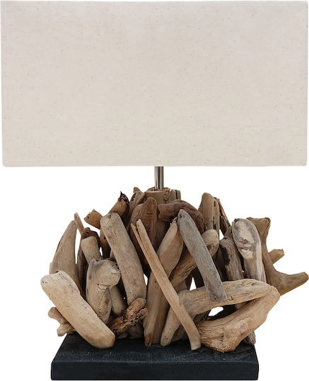 HomeMarkt Twiggy Wood Table Lamp for Socket E27 with White Shade and Brown Base
