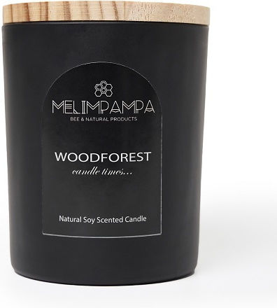 MeliMpampa Lumânare Aromatică din Soia în Borcan Pădure de Lemn