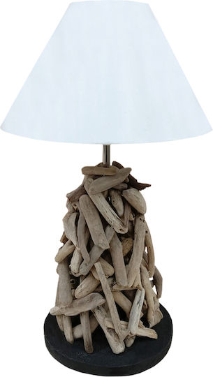 HomeMarkt Twiggy Holz Tischlampe für Fassung E27 mit Weiß Schirm und Braun Basis