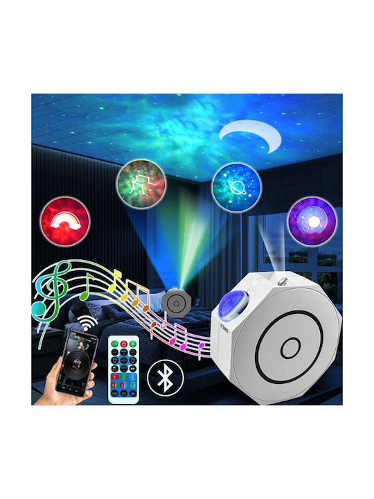 LED Kinderprojektorlampe Berührung mit Sternenprojektion Weiß 15x14x6εκ.