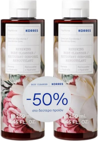 Korres Gel de Duș cu Gardenie în Textură Gel cu AHA pentru Exfoliere 2x250ml