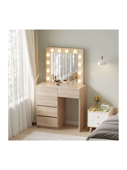 Bodenstehende Schminktisch Schlafzimmer Holz Sonama mit Spiegel 80x40x140cm