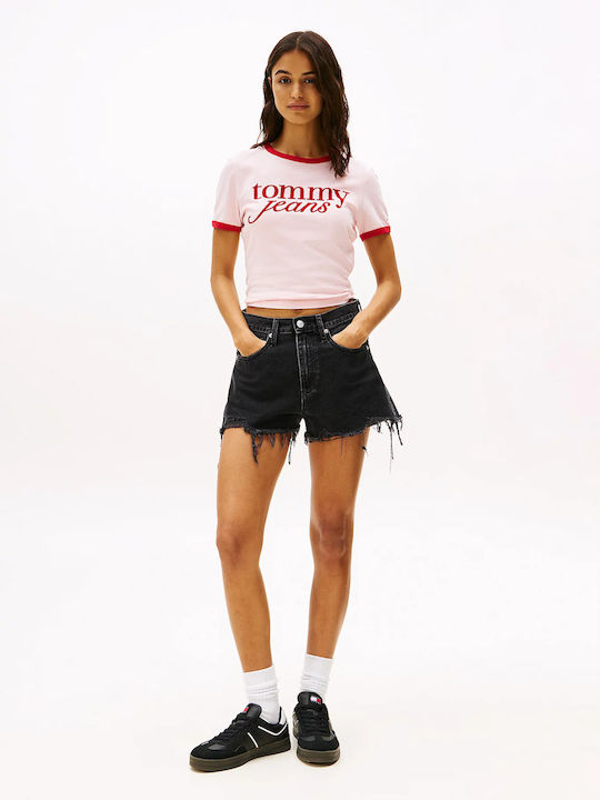 Femei Talie înaltă Pantaloni scurți Denim Black