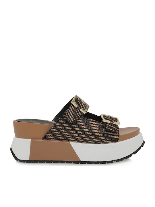 Exe Καλοκαιρινές Γυναικείες Πλατφόρμες Black/Beige