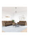 Living Room Furniture Set 3-Seater & 2-Seater & Stool Brown