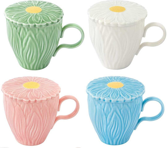 Marva Daisy Becher aus Porzellan mit Deckel in Verschiedenen Farben 350ml (Verschiedene Farben)