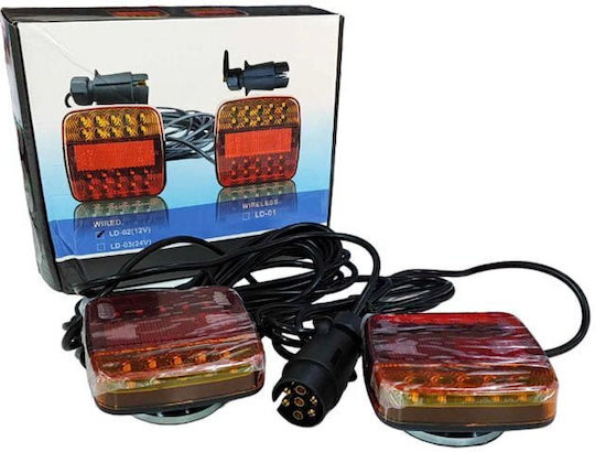 Σετ Φώτα Τρέιλερ LED Αδιάβροχα Ld-02 με Μαγνήτη 12V 2τμχ