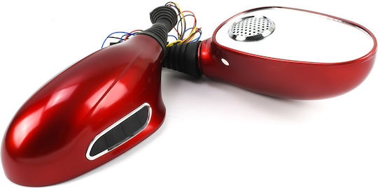Универсални мотоциклетни огледала с високоговорител FM радио MP3 2x10w 12v SD MMC OEM 801 – Червени