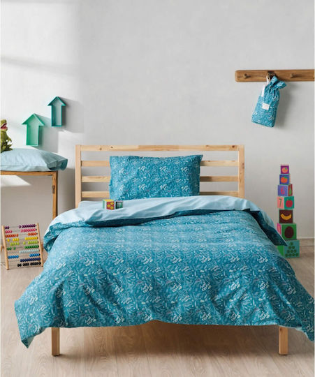 Kentia Σετ Σεντόνια Μονά Βαμβακερά Retile Γαλάζιο 160x245cm 3τμχ