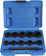 Satra Căpăcei Hexagonali cu Patrat de Prindere 1/2" Set 11buc