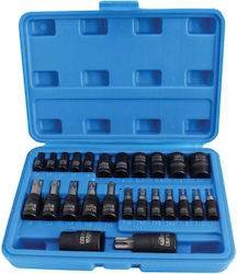 Techman Καρυδάκια Αέρος Torx με Καρέ Υποδοχής 1/4", 3/8", 1/2" Σετ 25τμχ