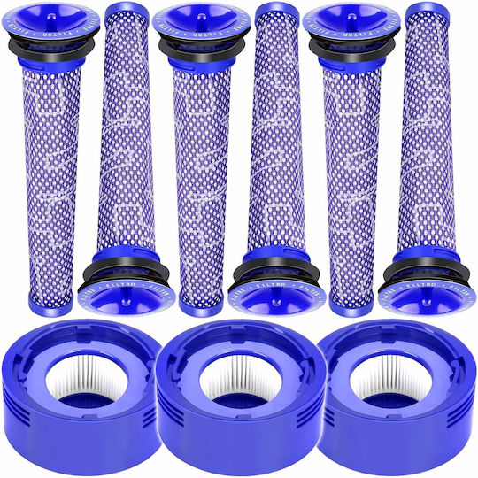 Set 9 Newevo Filter Kompatibel mit Dyson V7 V8 V8+ Staubsauger 6 Vorfilter 3 Hepa-Filter Waschbar Lila