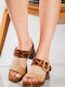 Saboti Mules Detalii Leopard Tan
